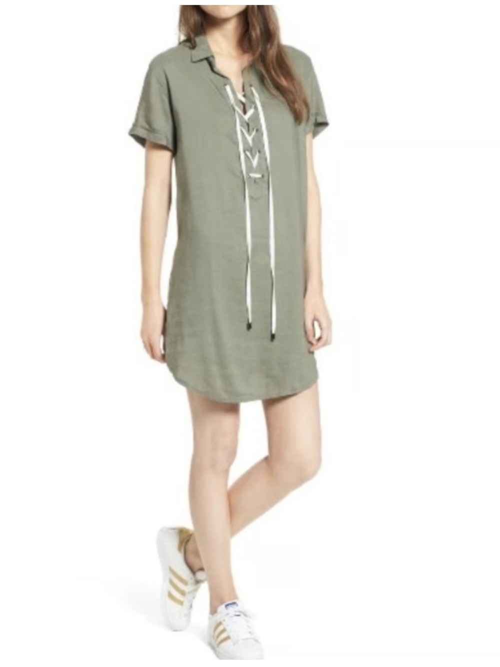 Rails Olive Green Linen Shirt Dress Size XSmall